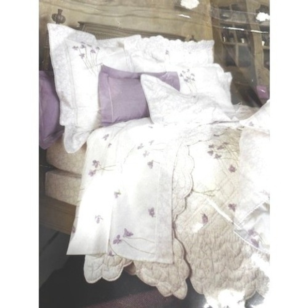 Yves Delorme‎ Violette Lavender Percalle Twin Sheet Set Sham Flat Fitted NWT